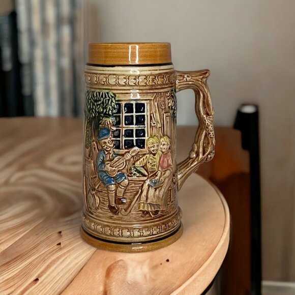 Vintage German Beer Stein Made In Japan 7" Brown Stoneware - Picture 2 of 11